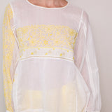DAISY CHIKAN SHIRT, YELLOW/ IVORY
