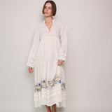 VICTORIA POLKA DRESS, IVORY COTTON SILK