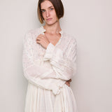 VICTORIA POLKA DRESS, IVORY COTTON SILK