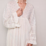 VICTORIA POLKA DRESS, IVORY COTTON SILK
