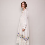 VICTORIA POLKA DRESS, IVORY COTTON SILK