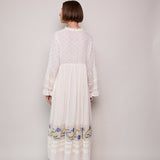 VICTORIA POLKA DRESS, IVORY COTTON SILK