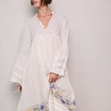VICTORIA POLKA DRESS, IVORY COTTON SILK