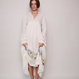 VICTORIA POLKA DRESS, IVORY COTTON SILK