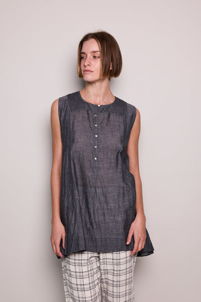 OCEAN BLOUSE, GREY COTTON