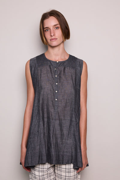 OCEAN BLOUSE, GREY COTTON