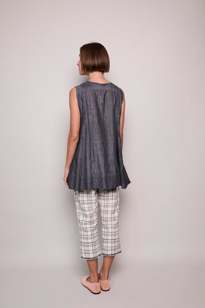 OCEAN BLOUSE, GREY COTTON