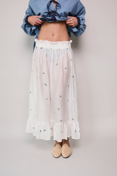 GARDEN  SHEER SKIRT, IVORY SILK