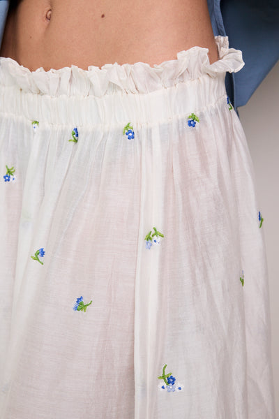 GARDEN  SHEER SKIRT, IVORY SILK