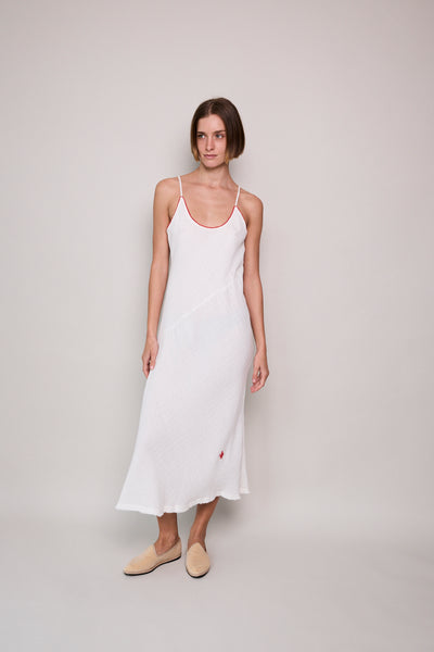 TARA SLIP, WHITE DOUBLE CLOTH COTTON