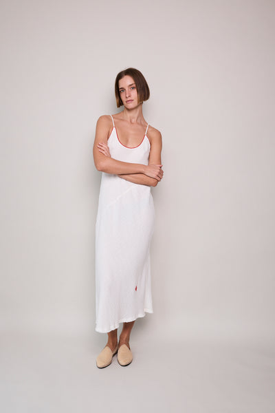 TARA SLIP, WHITE DOUBLE CLOTH COTTON