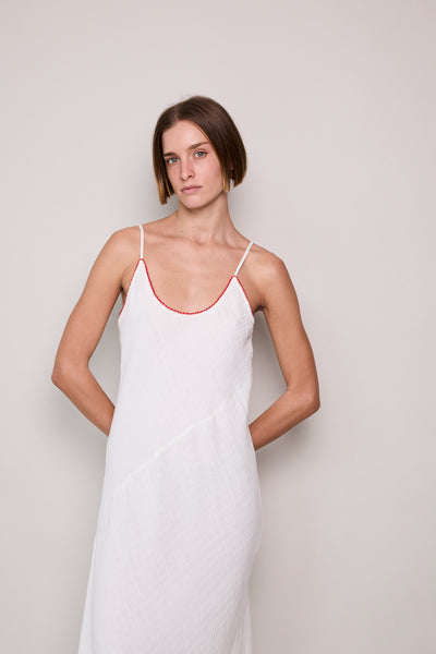 TARA SLIP, WHITE DOUBLE CLOTH COTTON