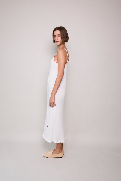 TARA SLIP, WHITE DOUBLE CLOTH COTTON