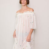 GARDEN  SHEER DRESS, IVORY SILK
