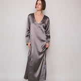 MELANY TUNIC, SATIN SILK SILVER