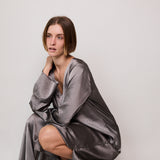 MELANY TUNIC, SATIN SILK SILVER