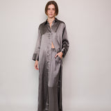 MELANY SHIRT DRESS, SATIN SILK SILVER