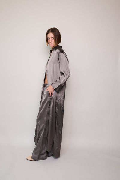 MELANY PANT, SATIN SILK SILVER