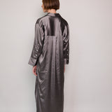 MELANY SHIRT DRESS, SATIN SILK SILVER