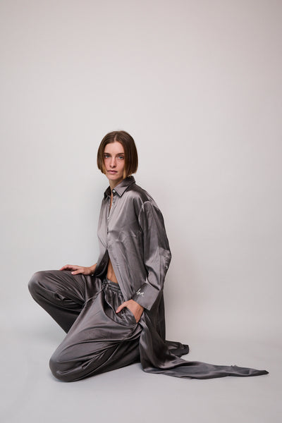 MELANY PANT, SATIN SILK SILVER