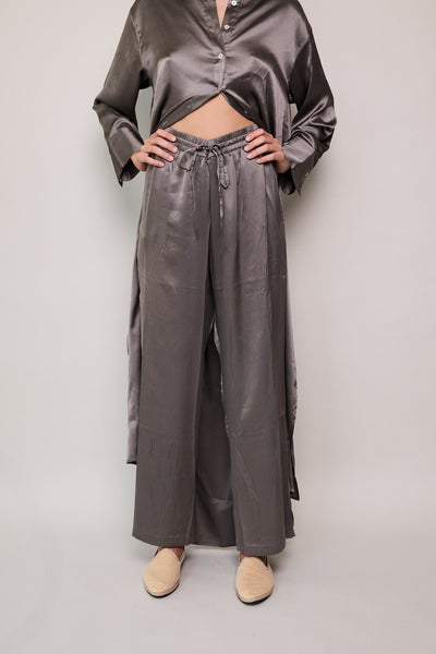 MELANY PANT, SATIN SILK SILVER