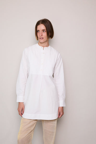 DOVE PLEAT SHIRT, POPLIN WHITE