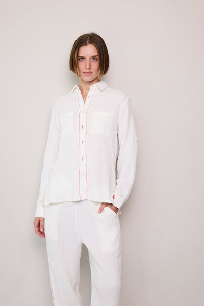BLISS SHIRT, WHITE DOUBLE CLOTH COTTON