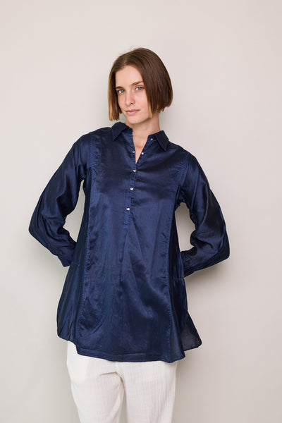 SEA SHIRT, NAVY SILK