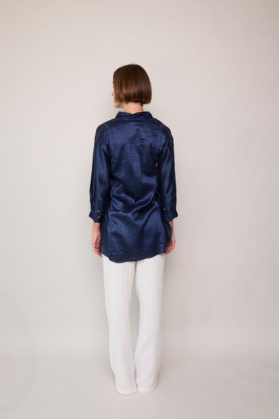 SEA SHIRT, NAVY SILK