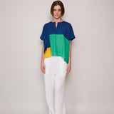 COBALT SHIRT, BLUE COLOR BLOCK TIE&DYE