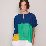 COBALT SHIRT, BLUE COLOR BLOCK TIE&DYE