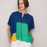 COBALT SHIRT, BLUE COLOR BLOCK TIE&DYE