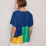 COBALT SHIRT, BLUE COLOR BLOCK TIE&DYE