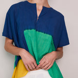 COBALT SHIRT, BLUE COLOR BLOCK TIE&DYE