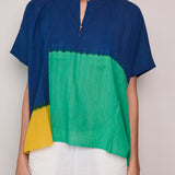COBALT SHIRT, BLUE COLOR BLOCK TIE&DYE