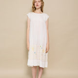 VANA MIDI DRESS, IVORY FLORAL COTTON EMBROIDERY