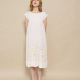 VANA MIDI DRESS, IVORY FLORAL COTTON EMBROIDERY