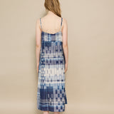 ALDERNEY SLIP  DRESS, IVORY // INDIGO COTTON SILK
