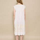 VANA MIDI DRESS, IVORY FLORAL COTTON EMBROIDERY