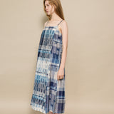 ALDERNEY SLIP  DRESS, IVORY // INDIGO COTTON SILK