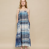 ALDERNEY SLIP  DRESS, IVORY // INDIGO COTTON SILK