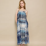ALDERNEY SLIP  DRESS, IVORY // INDIGO COTTON SILK