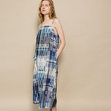 ALDERNEY SLIP  DRESS, IVORY // INDIGO COTTON SILK