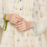BOTANICAL DRESS, IVORY FLORAL BLOCKPRINT COTTON