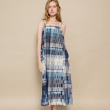 ALDERNEY SLIP  DRESS, IVORY // INDIGO COTTON SILK