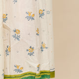 BOTANICAL DRESS, IVORY FLORAL BLOCKPRINT COTTON