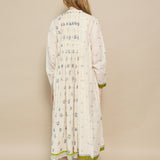 BOTANICAL DRESS, IVORY FLORAL BLOCKPRINT COTTON
