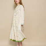 BOTANICAL DRESS, IVORY FLORAL BLOCKPRINT COTTON