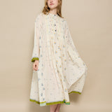 BOTANICAL DRESS, IVORY FLORAL BLOCKPRINT COTTON