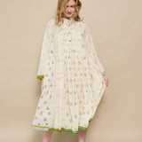 BOTANICAL DRESS, IVORY FLORAL BLOCKPRINT COTTON